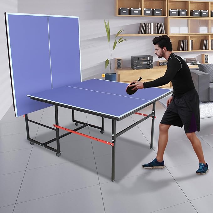8ft Professional MDF Indoor Table Tennis Table with Quick Clamp Ping Pong Net with Two Rackets and Three Balls
