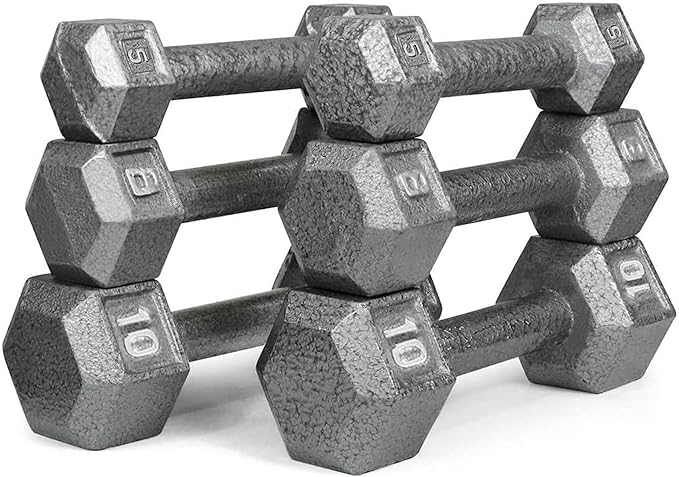 HolaHatha Hexagonal Dumbbell Free Hand Weight Set w/Rack