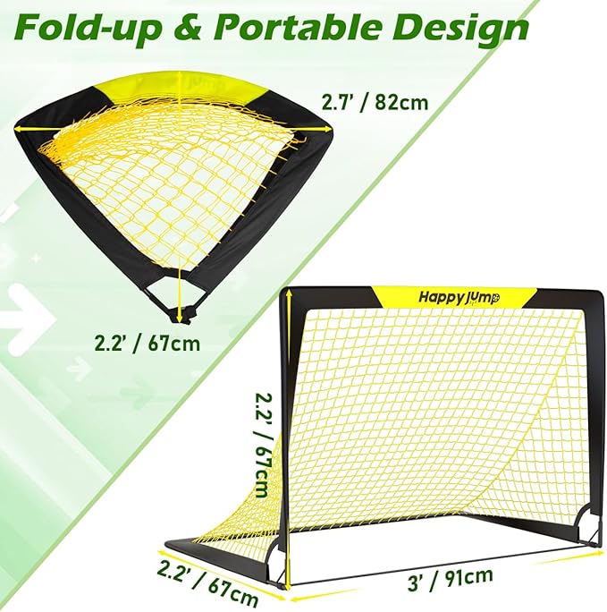Soccer Goal Pop Up Foldable Soccer Net for Backyard 7x5FT,5x3.6FT,4x3FT,3x2.2FT
