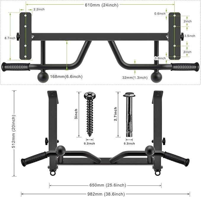 SELEWARE Heavy Duty Welded Pull Up Bar, Versatile Doorway Wall Mount, Joist Mounted, and Ceiling Mounted Chin Up Bars, Thick Metal Sturdy Construction for Full Body Workouts Support 500 lbs