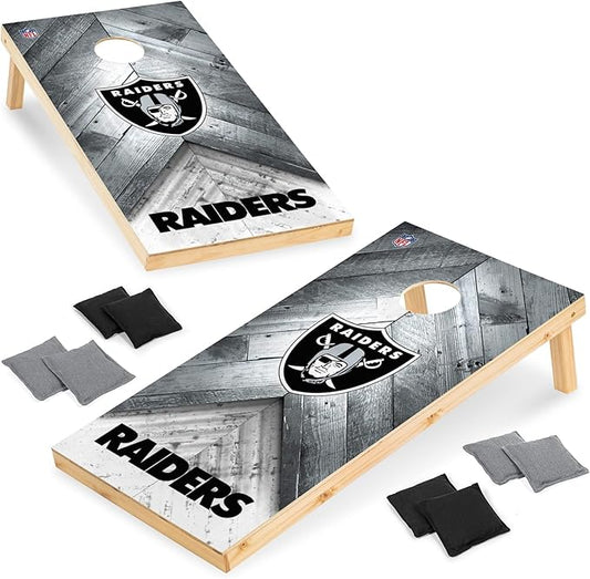 Wild Sports NFL Football 2' x 4' Regulation Size Solid Wood Cornhole Set with Direct Print HD Team Graphics Great Gift for Any Football Fan! Bean Bag Toss Family Outdoor Game