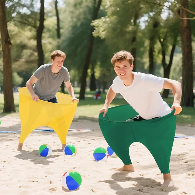 Granny Pants Yard Game Freaky Party Games Pants with Bouncy Balls and Air Pump Oversized Granny Pants Outdoor Game for Adults and Family Interactive Throwing Game for Group Gatherings