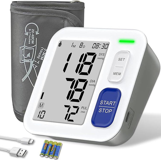 Blood Pressure Monitor Upper Arm Monitors for Home Use, Automatic Accurate BP Machine with 9"-17" Adjustable Cuff, 4" LCD Screen Home Hypertension Detector, 2 x 90 Memory & HR Detection, Storage Bag
