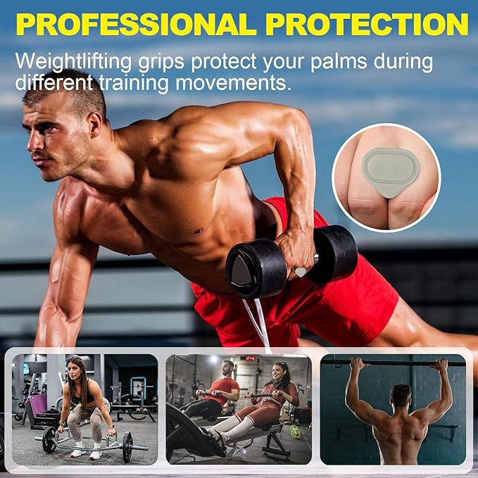 Ergonomic Anti-Slip Weightlifting Grip Pads,Secured Finger Clip Gym Hand Gloves Protectors for Men & Women,Non-Slip Palm Support for Dumbbells & Barbells (Black/RED/Grey/Pink)