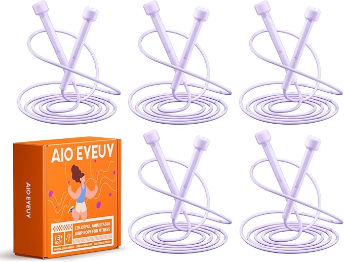 5 Pack Adjustable Jump Rope for Fitness and Exercise,Lightweight PVC Skipping Rope for Men,Women and Kids-Tangle-Free for Keeping Fit, Training, Workout