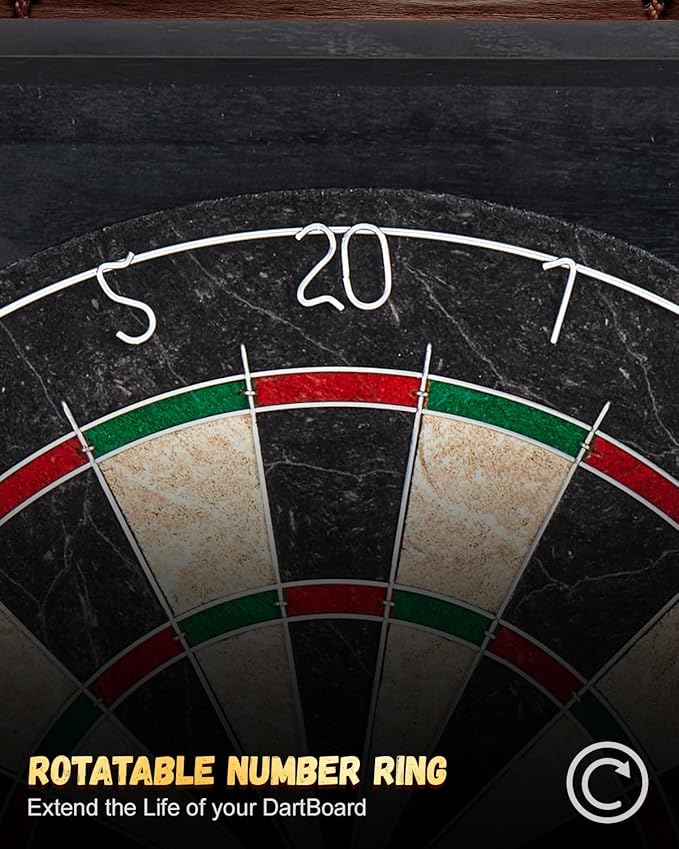 Sisal Dart Board Cabinet Sets, Decorative Dart Boards for Adults [12*Steel Darts] - Wooden Dartboard Cabinet with Integrated Scoreboard for Family Game Rooms