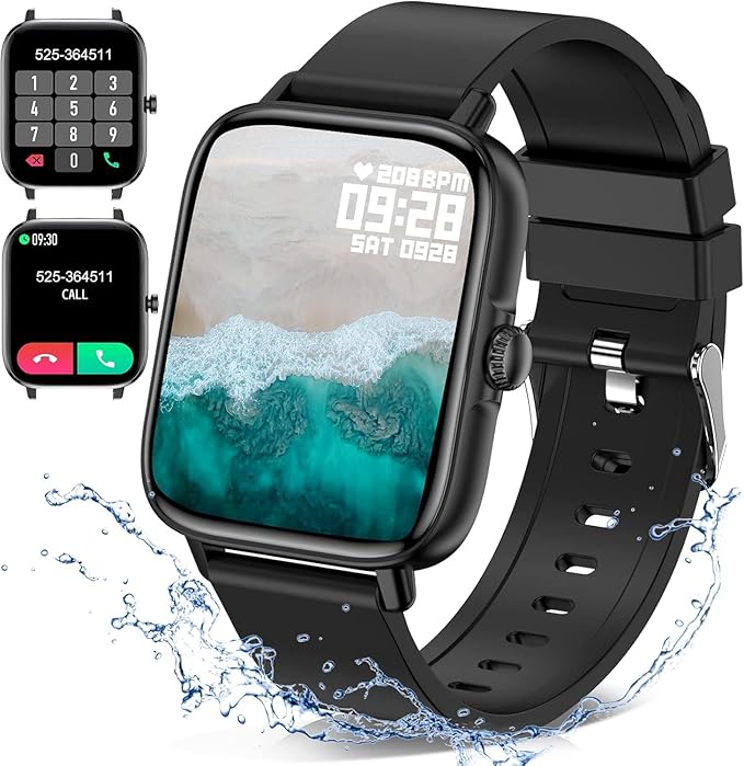 Smart Watch for Men Women (Answer/Make Call) - 1.9" Full Touch Screen Smartwatch iOS Android Compatible, Fitness Tracker Watch with Heart Rate Sleep Monitor, BP, SpO2, Step Counter (Classic Black)