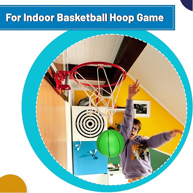 6 INCH PVC Mini Basketball Toys for Indoor Over Door Hoops, Soft 6" Small Balls Rubber for Pool, Beach, Yard, Lawn, Outdoor, Classroom, Little Playgound Ball for Adults & Kids (4PCS with Air Pump)