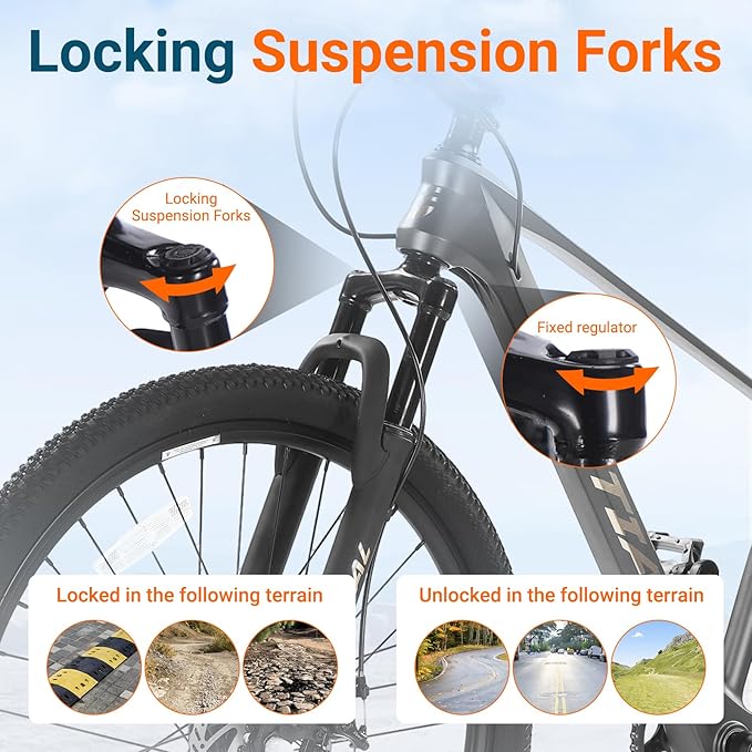 SPATIAL Mountain Bike, 24/26/27.5/29 inch Outdoor Cycling Bike,21/8 Speed Lightweight Aluminum Frame | Dual Disc Brakes,Adjustable Ergonomic Seat for Men Women Adult,MTB Bicycle