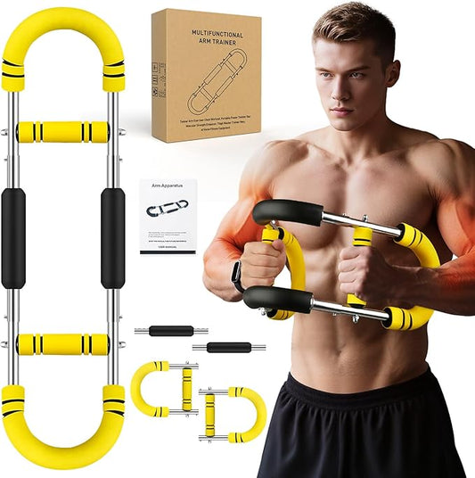 Twister Arm Trainer, Chest Workout Equipment for Men & Women Portable Spring Resistance Chest Exerciser Forearm Strengthener Bar Detachable for Home Fitness Equipment for Enhancing Upper Body Muscle