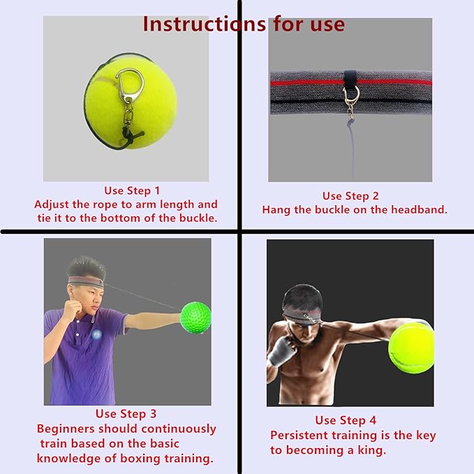 Boxing Balls Head Band Set for MMA Boxing Reaction Training 4 Different Balls+2 Sweat Absorbing Head Bands+4 Spare Lines+2 Gloves for All People