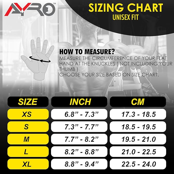 AYRO Minimal Workout Gloves, Short Partial Gym Weight Lifting Gloves Grip Pads for Men & Women with Full Palm Protection & Extra Grip, Best for Weightlifting, Training, Gym & Hand Support