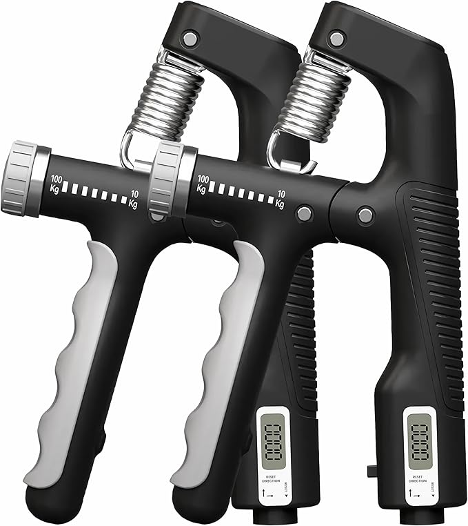 Hand Gripper Strengthener, Adjustable Resistance 22-220Lbs (10-100kg) Forearm Exerciser, Grip Strength Trainer for Muscle Building & Injury Recovery, Aerobic Hands
