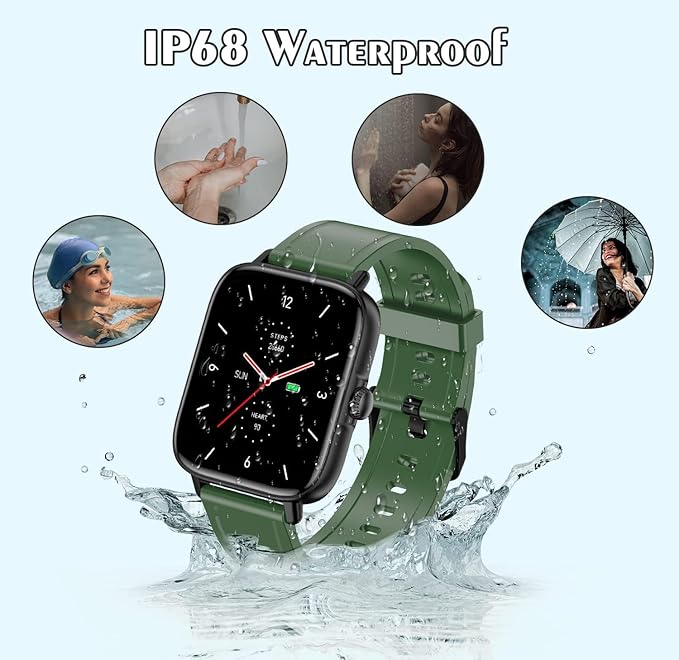 Smart Watch for Men Women (Answer/Make Call) - 1.9" Full Touch Screen Smartwatch iOS Android Compatible, Fitness Tracker Watch with Heart Rate Sleep Monitor, BP, SpO2, Step Counter (Classic Green)