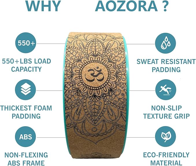 Aozora Yoga Wheel 13" with Most Detailed Book Step by Step Guide on How to Do 30+ Poses,! Perfect for Stretching and Improving Backbends