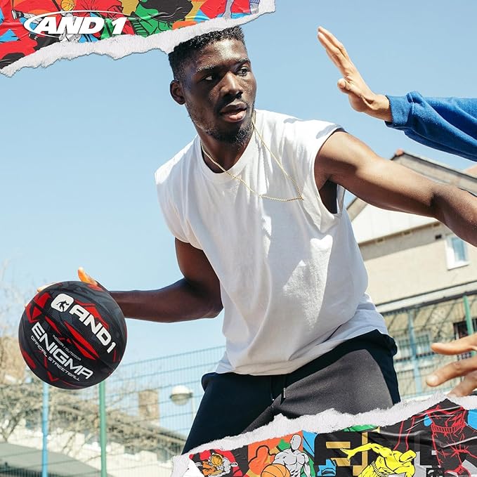 AND1 Enigma Basketball - Streetball for Indoor and Outdoor Use, Deep Channel Construction and Durability