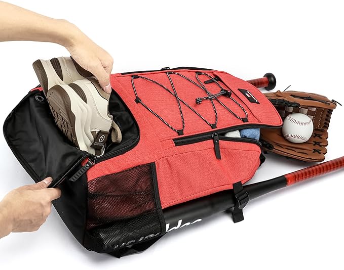 TUGUAN Baseball Bags for Adults Mens with Fence Hook, Laptop Compartment, Shoes Compartment & Glove Holder Portable Youth Boys Softball Backpack Coaches Catchers Team Equipment Gear Bags