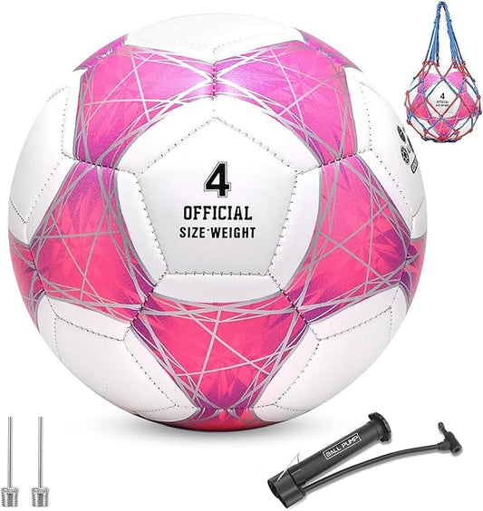 STEEFAN Teal/Blue/Pink Soccer Ball Size 4 for Kids Outdoor Play,Color Change Soccer Official Ball with Needles and Air Pump,Gift Idea for Kid Teen Boy Girl Junior Women,Indoor Outdoor Game Soccer Ball