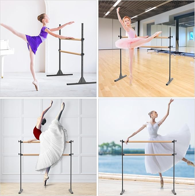 SELEWARE Height Adjustable Ballet Barre Freestanding Ballet Bar Heavy Duty Dance Bar Support Barre Movements Body Stretch Pull-ups, Sturdy Construction Never Fall Apart, Anti-Slip