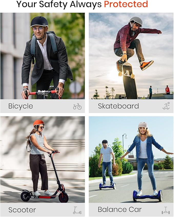 Bike Helmet for Adult: Bicyle Helmet with EPS Foam Interior for Men & Women, Adjustable Cycling Helmet with LED Light Safety Certified for Commuting