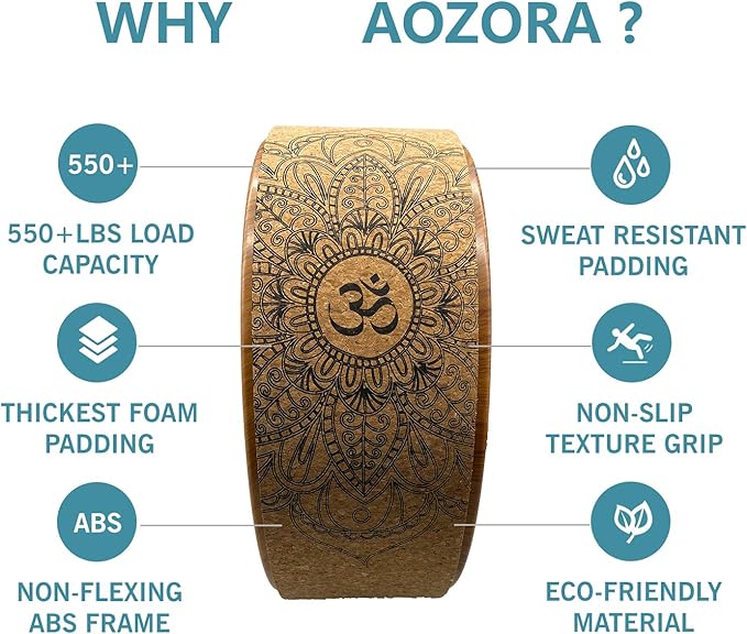 Aozora Yoga Wheel 13" with Most Detailed Book Step by Step Guide on How to Do 30+ Poses,! Perfect for Stretching and Improving Backbends