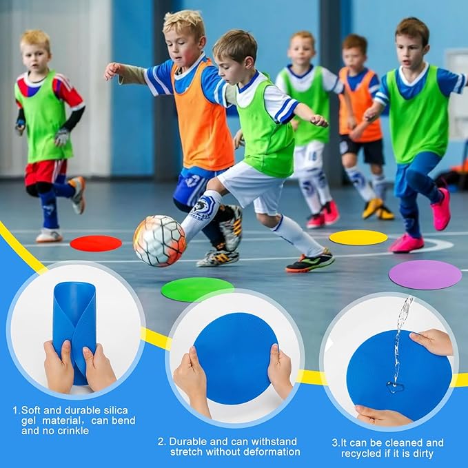 9 inch Spot Markers Flat Field Cones, Non Slip Rubber Agility Markers Flat Field Cones for Soccer Basketball Sports Speed Agility Training （30 pcs）