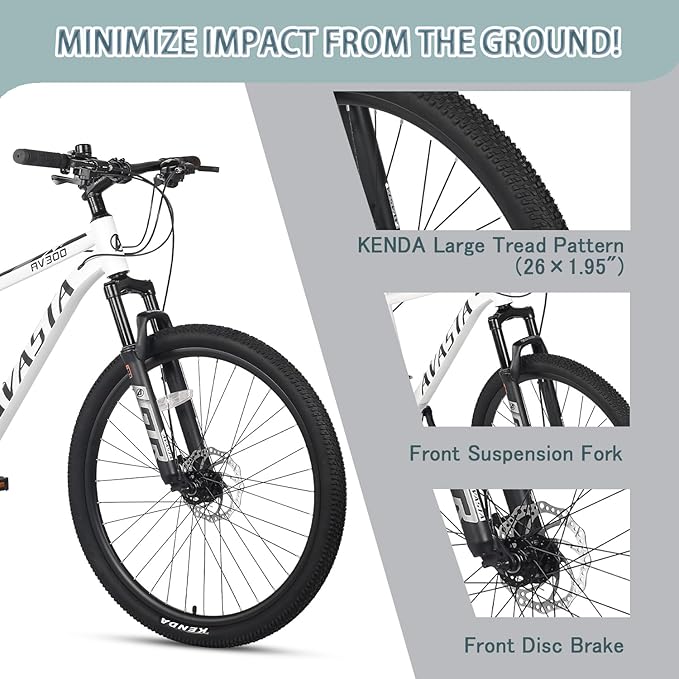 AVASTA AV300 26 27.5 inch Mountain Bike with 21-Speed，Aluminum Frame, Dual Disc Brake, Comfortable Saddle,Multiple Colors