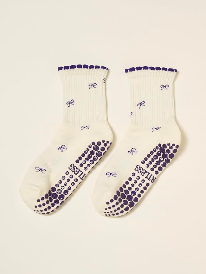 Crew Half Calf Grip Socks, Cutest Fruits Pilates Socks, Ruffle socks, Non-Slip, Barre Yoga Fitness