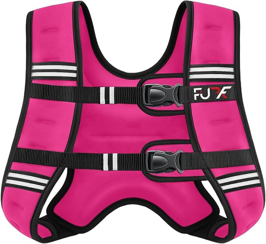 FUFF Weighted vest woman - 5lb/10lb/12lb/15lb/20lb/25lb/30lb Weights with Reflective Stripe, Weighted Vest for Men Women Strength Training Running Walking Jogging
