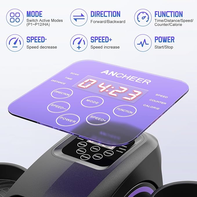 ANCHEER Under Desk Elliptical Machine, Electric Seated Pedal Exerciser, Mini Elliptical Machines for Seniors, LCD Display Monitor, Remote Control, Leg Exerciser for Home