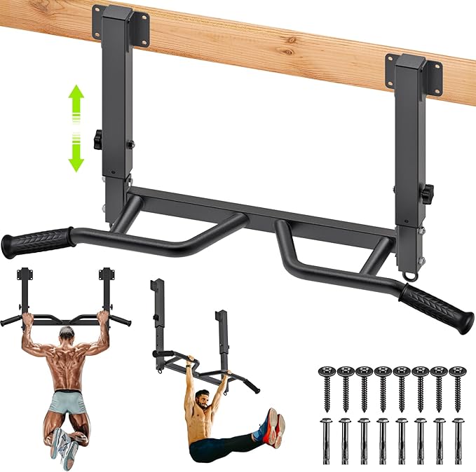 SELEWARE Heavy Duty Welded Pull Up Bar, Versatile Doorway Wall Mount, Joist Mounted, and Ceiling Mounted Chin Up Bars, Thick Metal Sturdy Construction for Full Body Workouts Support 500 lbs