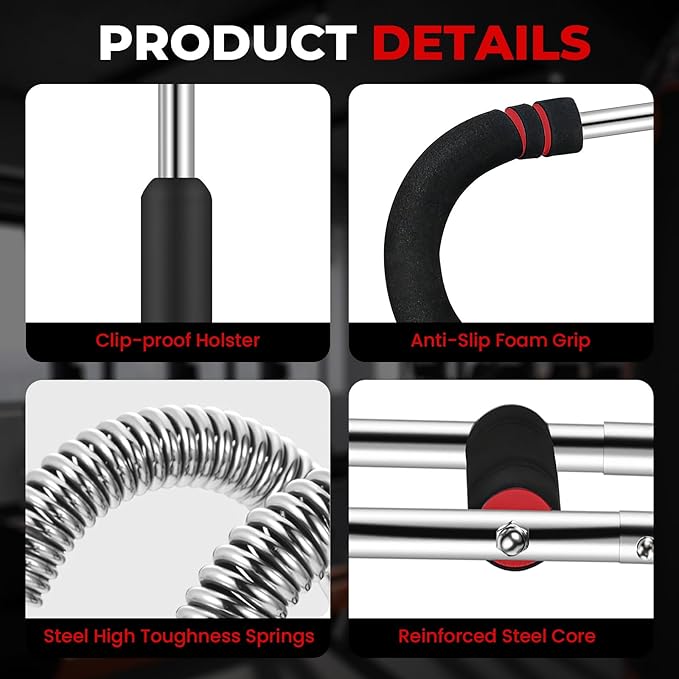 Twister Arm Trainer, Chest Workout Equipment for Men & Women Portable Spring Resistance Chest Exerciser Forearm Strengthener Bar Detachable for Home Fitness Equipment for Enhancing Upper Body Muscle