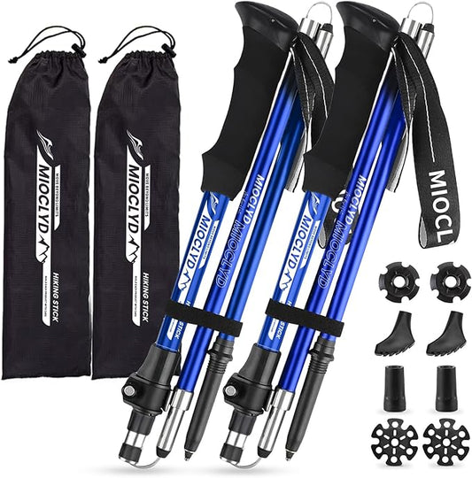 Collapsible Hiking Poles, 7075 Aluminum Trekking Poles, 2pc Lightweight Folding Adjustable for Men & Women, Walking Sticks for Hiking, Camping, Backpacking