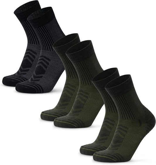 DANISH ENDURANCE Light Hiking Socks, Merino Wool Socks, Anti Blister, Sweat Wicking, Breathable, Men & Women, 3 or 5-Pack