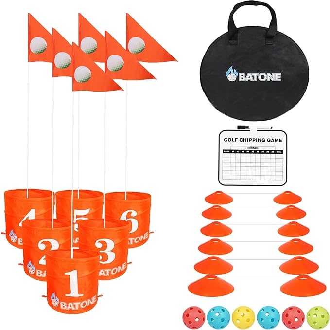 Golf Game W/Bucket - Backyard Golf Game for Family, Adults and Kids - Portable 6 Hole Golf Course Play Outdoor, Lawn, Park, Beach, Yard