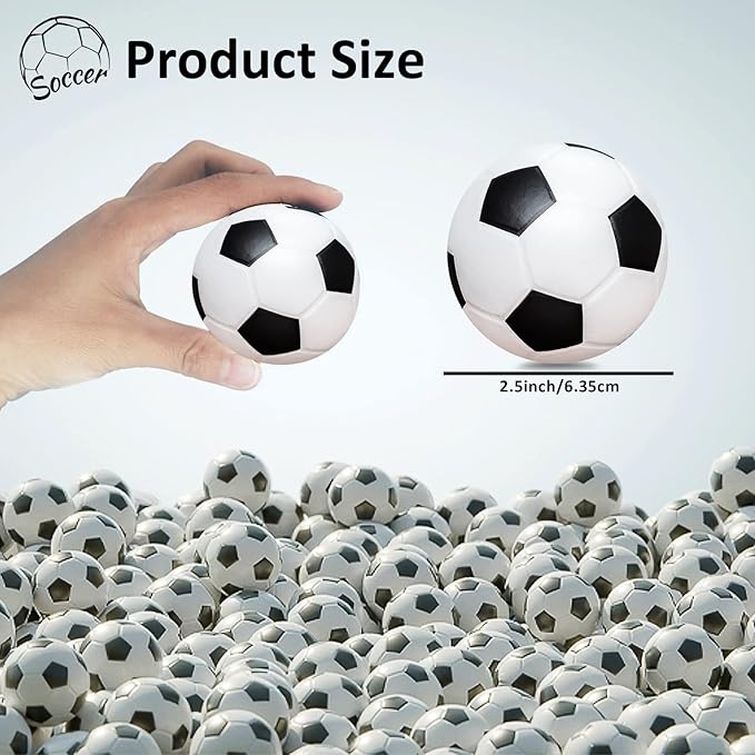 Mini Soccer Stress Balls 96 Pcs 2'' Inch Foam Sports Stress Ball Bulk for Kids Adults Small Soccer Party Favors Stress Anxiety Relief Relaxation Squeeze Ball for Party Decor School Carnival Reward