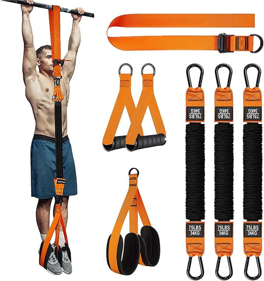Pull Up Assistance Bands, Heavy Duty Resistance Bands for Pull Up Bar, Adjustable Weight/Size with Fabric Feet/Knee Rest, Bands for Pull Up Assist for Strength Training