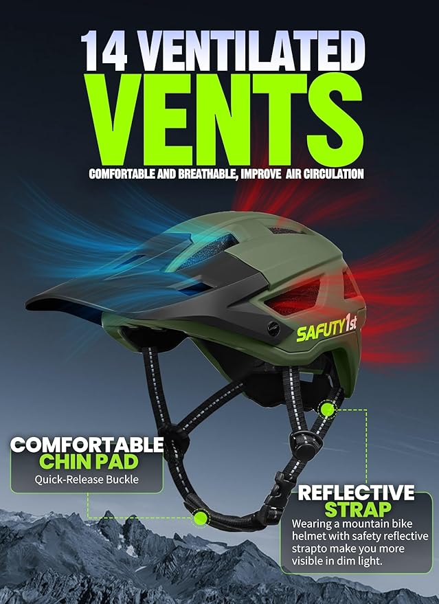 Mountain Bike Helmet for Adults & Youth Lightweight Impact-Resistant with Adjustable Dial & Removable Visor Unisex Helmet for Mountain Biking Bicycle Clcying