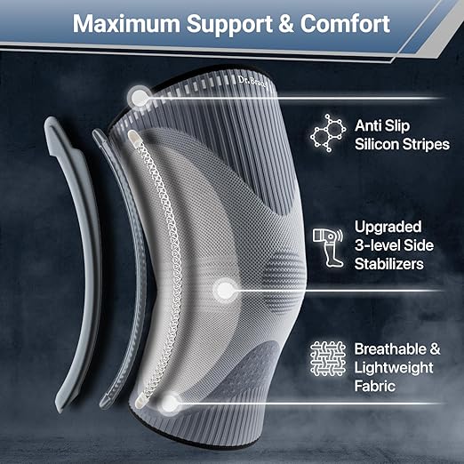 DR. BRACE ELITE Knee Brace with Size Stabilizer (2 Pack) Knee Brace for Women & Men, Workout, Sports, Daily Knee Compression Sleeve for Maximum Knee Pain Support & Fast Recovery (Uranus, XXX-Large)