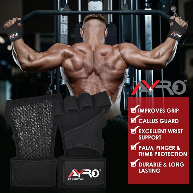 AYRO Workout Gloves for Men & Women – Ventilated Weight Lifting Gloves with Wrist Support - Gym Gloves for Men, Breathable Palm Padding, Non-Slip Grip – Ideal for Gym, Fitness, Cross Training