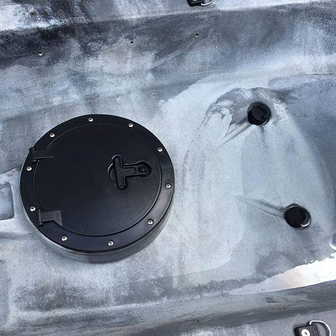 8Inch Hatch Kit, Deck Hatch with Waterproof Bag and Fasteners for Kayak Boat Fishing Rigging（Black）