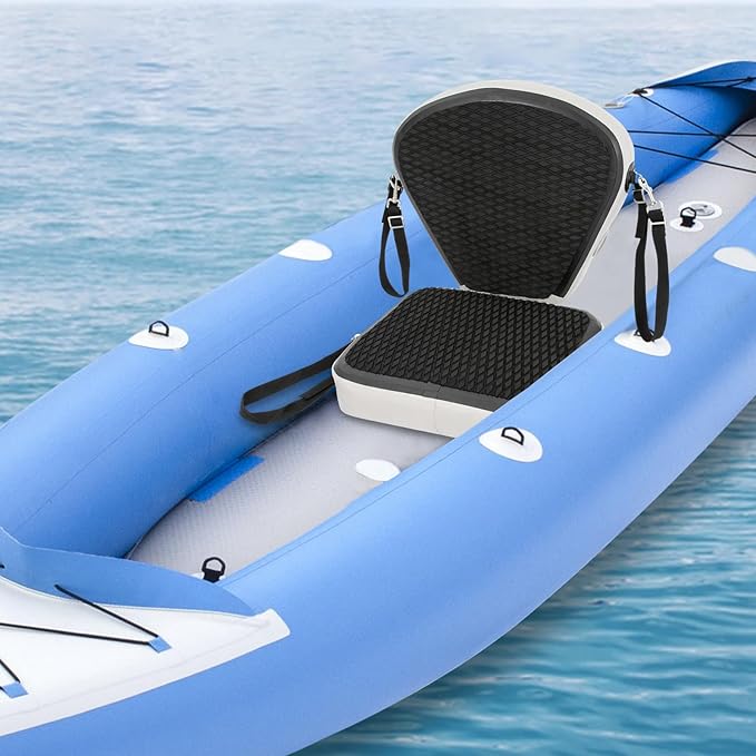 Thickened Kayak Seats with Back Support EVA Universal Paddle Board Seat with 4 Adjustable Straps Inflatable Valve Cover Sit On Top Cushioned Canoe Backrest Seat for SUP,Fishing Boat (Black)