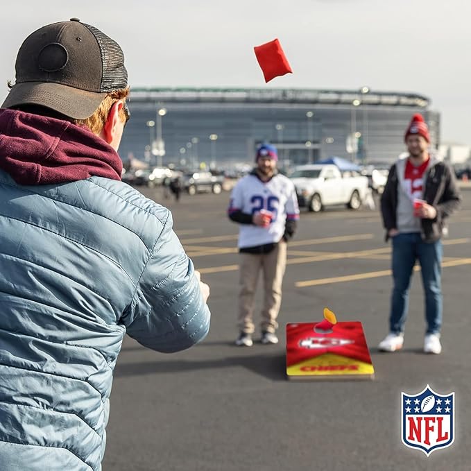Wild Sports NFL Football 2' x 4' Regulation Size Solid Wood Cornhole Set with Direct Print HD Team Graphics Great Gift for Any Football Fan! Bean Bag Toss Family Outdoor Game
