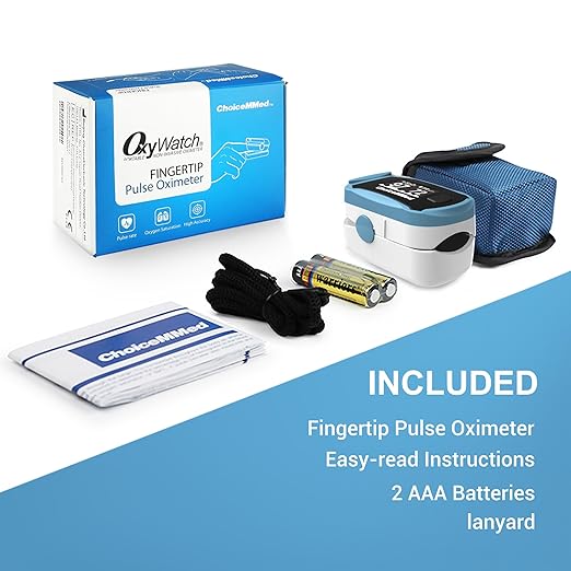 ChoiceMMed C29 Pulse Oximeter - Fingertip Pulse Oximeter Blood Oxygen Saturation Monitor - Large OLED Screen SPO2 Monitor with Lanyard and Carrying Case