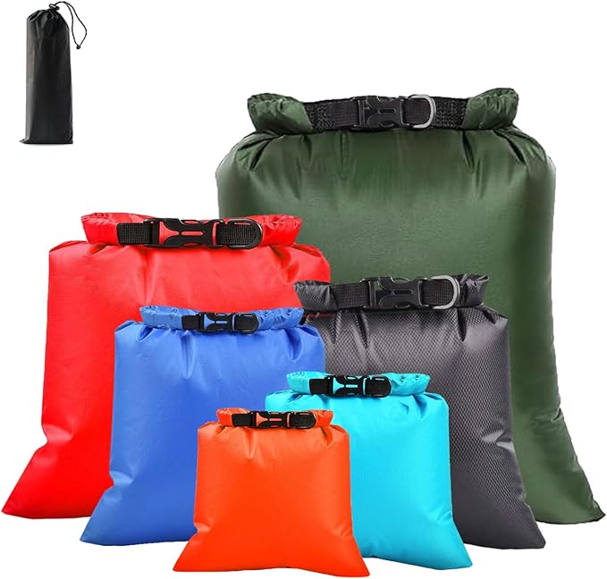 6PCS Dry Bags Waterproof, Lightweight Dry Bags for Kayaking Waterproof，Outdoor Waterproof Bag for Kayaking Hiking Boating Camping