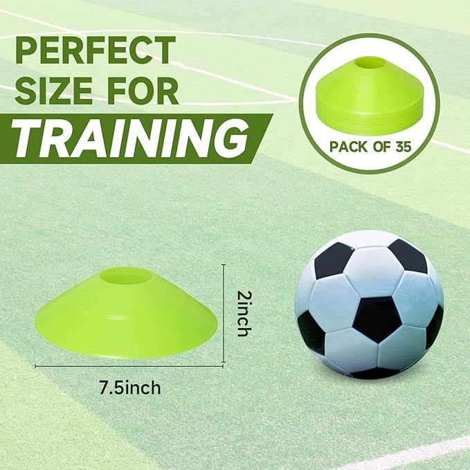 35/65 PCS Agility Soccer Cones for Training, Reusable Sports Cones for Drills with Mesh Bag, Training Cones for Soccer Practice, Football, Basketball - Disc Cones Training Equipment