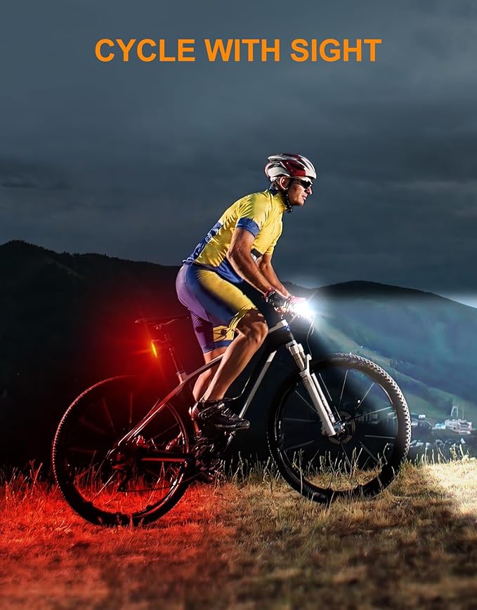 Bike Lights, [8+12 Modes & USB Rechargeable] Ultra Bright LED Bike Lights for Night Riding Front and Back Flashlight, IP65 Waterproof Bicycle Headlight and Tail Light Set for Cycling