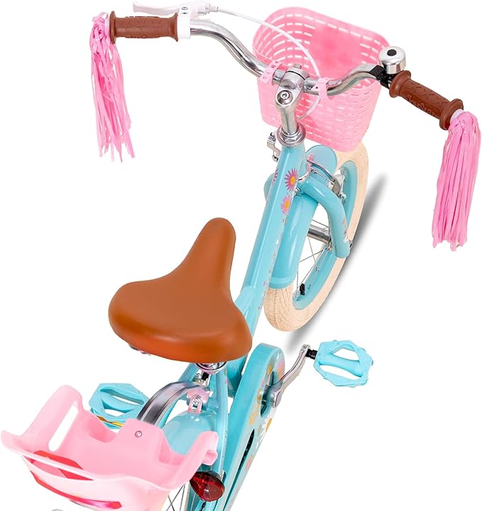 JOYSTAR Little Daisy Kids Bike for Girls Boys Ages 2-7 Years, 12 14 16 Inch Girls Bikes with Doll Bike Seat & Streamers, Boys Bike with Flag & Number Plate, Multiple Colors