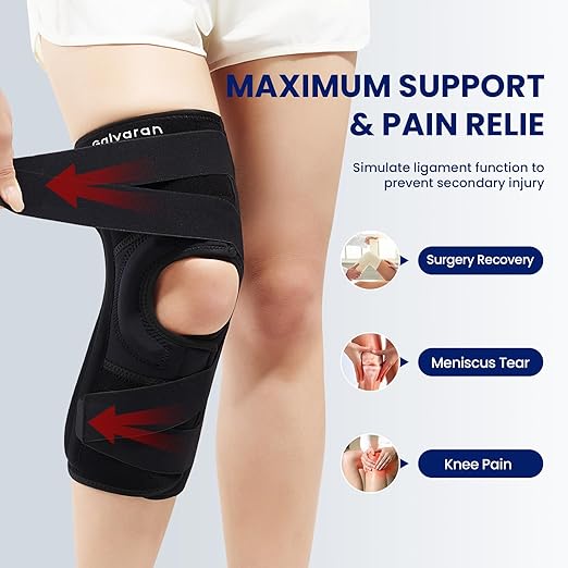 Galvaran Knee Brace for Meniscus Tear:Adjustable Knee Support for Maximum Knee Pain,Side Stabilizers for Injury or Surgery Recovery - Men and Women