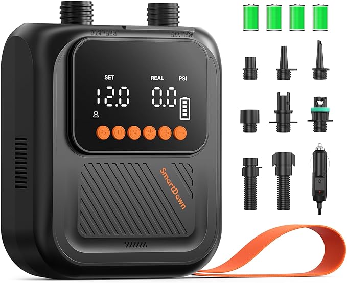 Rechargeable Paddle Board Pump, 2025 Portable SUP Air Pump with Dual Stage Inflation, 3x4500MAH, Up to 20 PSI, 30% Faster with Auto-Off, Ideal for Kayaks, Boats, and Tents